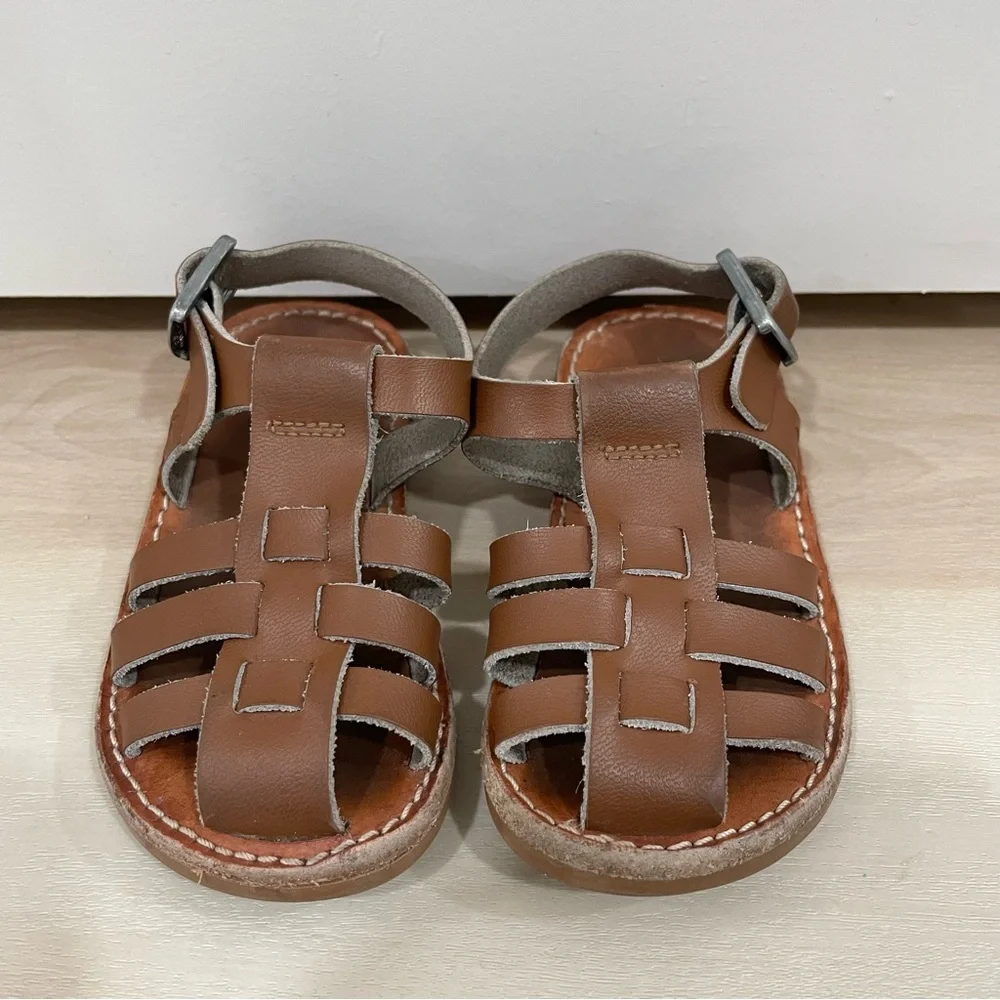 Freshly Picked Brown Leather Kids Sandals
